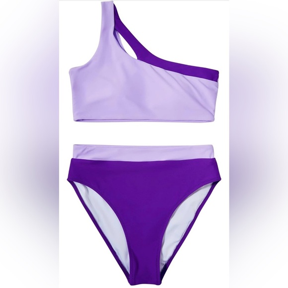 MOOSLOVER Women Cutout One Shoulder High Waisted Bikini High Cut Two Piece‎ Med - Picture 2 of 13